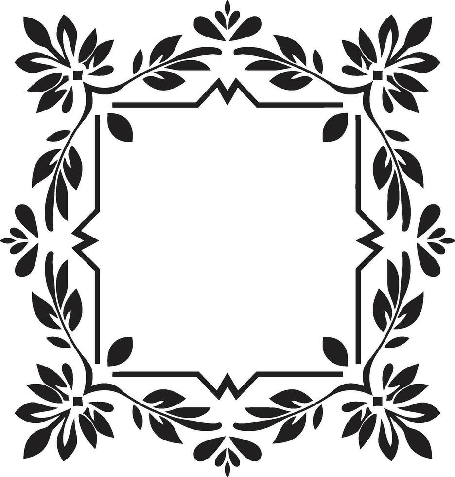 Structured Garden Black Vector Icon Abstract Floral Tiles Geometric Logo Design