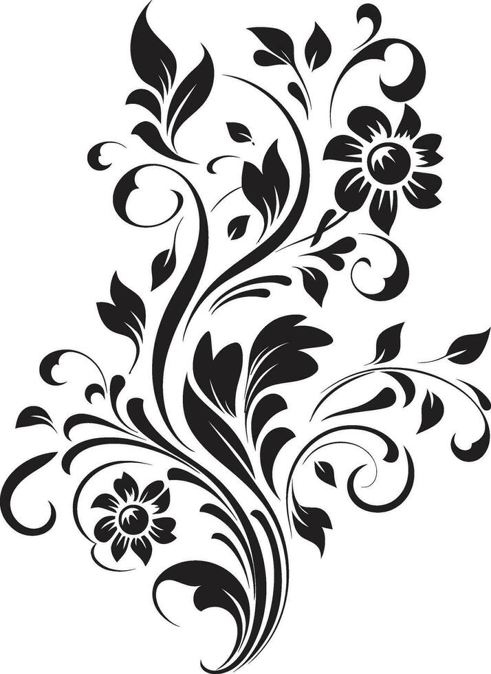 Elegant Noir Floral Accents Invitation Card Vector Logos Monochrome Botanical Ornamentation Black Iconic Floral Elements