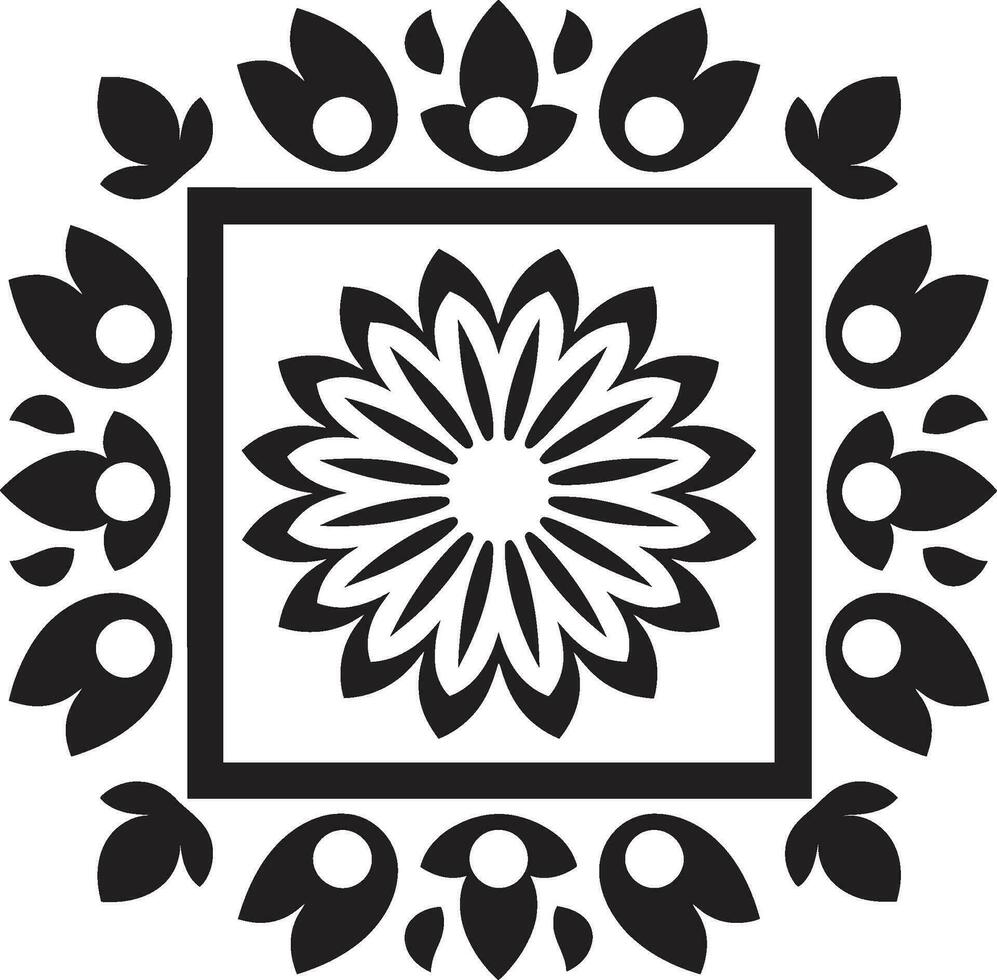 Petal Symmetry Vector Floral Icon Geometric Blossom Black Tile Design Logo