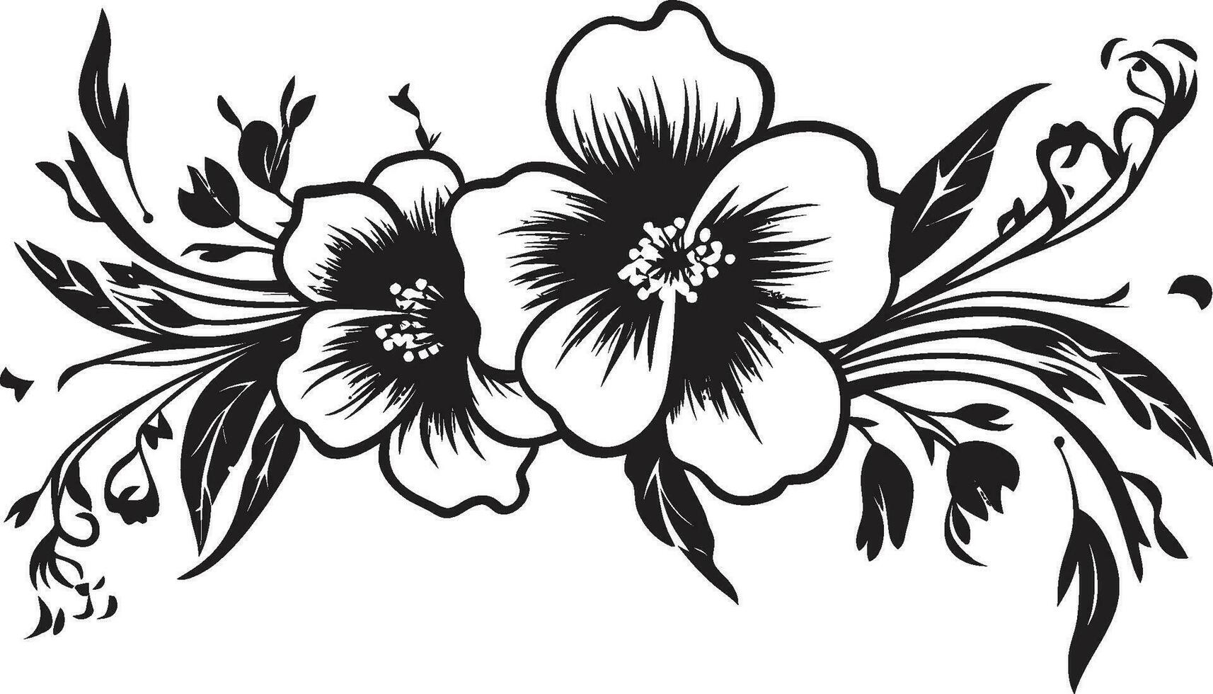 Artistic Noir Gardenia Dreams Intricate Vector Sketches Noir Petal Waltz Handcrafted Floral Iconic Designs