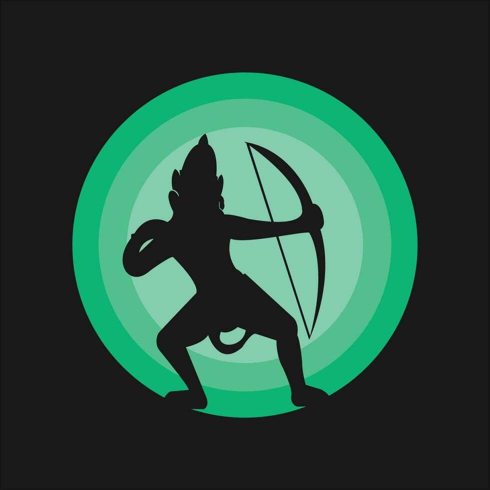 SILHOUETTE OF AN ARCHERY PERSON FLAT VECTOR