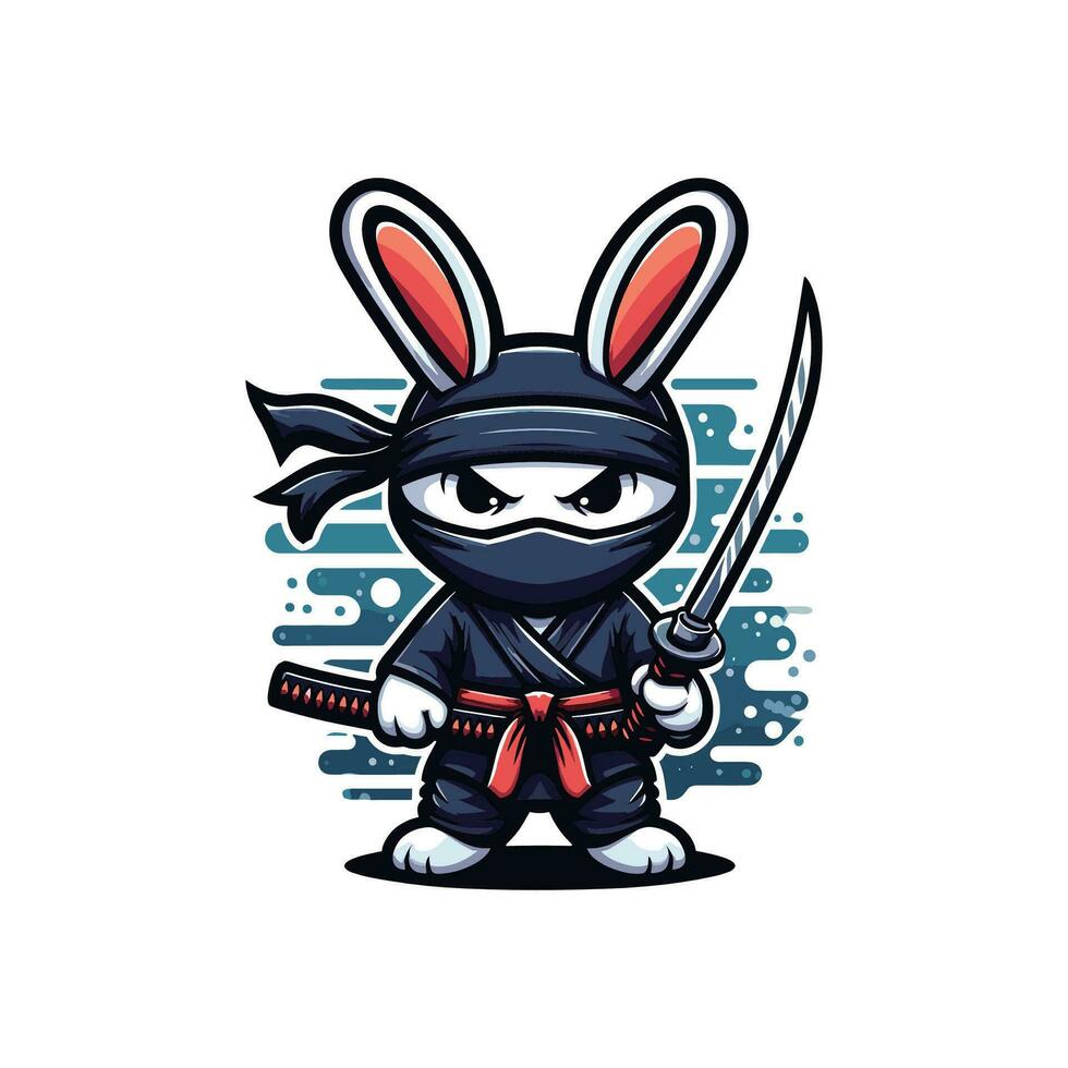 NINJA RABBIT ILLUSTRATION VECTOR