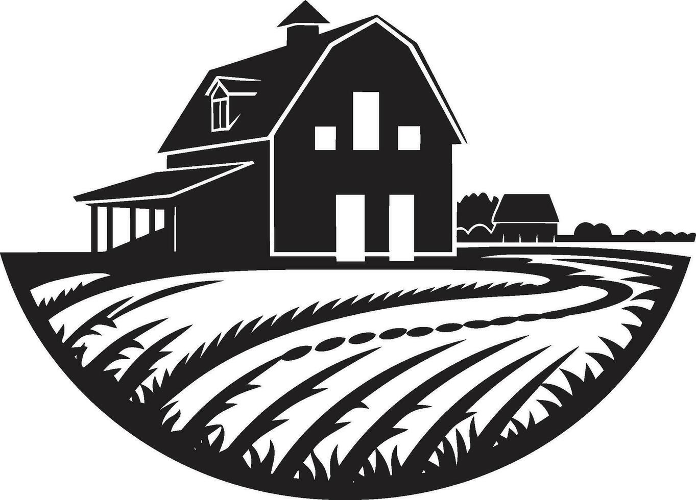 Rustic Farm Abode Mark Farmers House Vector Logo Rural Dwelling Impression Farmhouse Design in Vector Icon