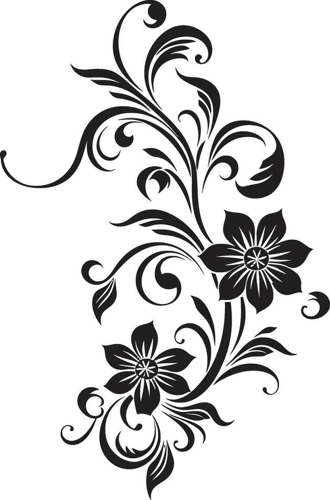 real hecho a mano ramos de flores vector logo diseño elegante botánico contornos negro logo icono