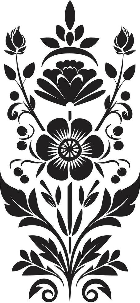 Patterned Geometry Black Floral Tile Emblem Floral Lattice Geometric Tile Vector