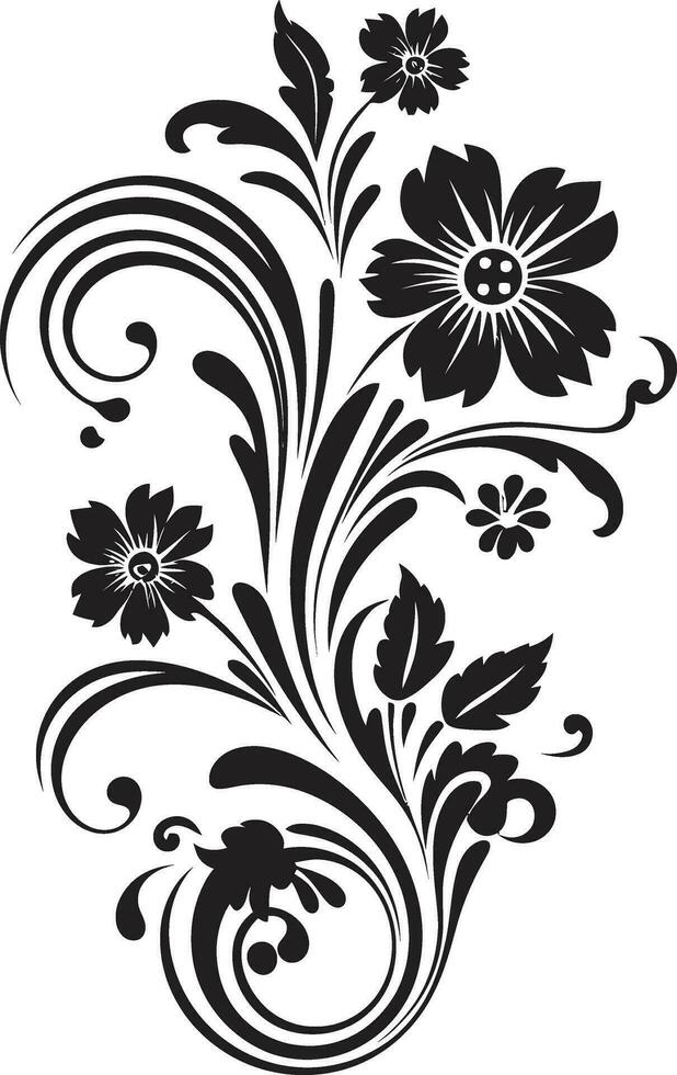 Ethereal Handcrafted Bouquets Vector Logo Design Fluid Botanical Outlines Black Logo Icon