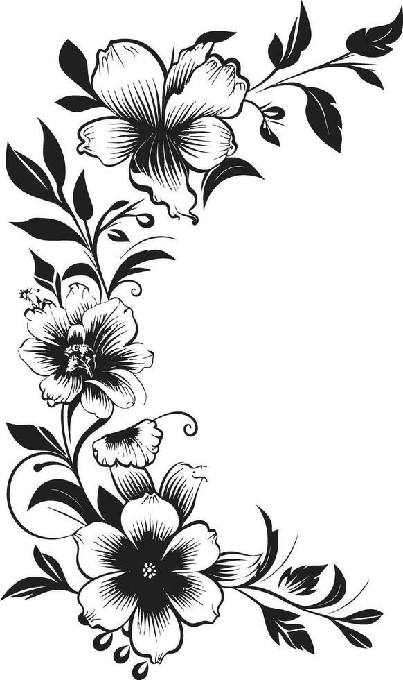 Monochrome Floral Elegance Noir Emblematic Sketches Ink Noir Garden Stories Intricate Black Floral Icons vector