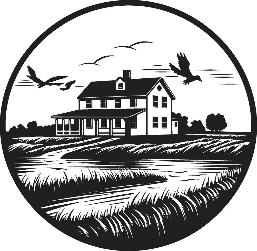 Harvest Homestead Design Farmers House Vector Logo Agrarian Abode Mark Farmers House Vector Emblem