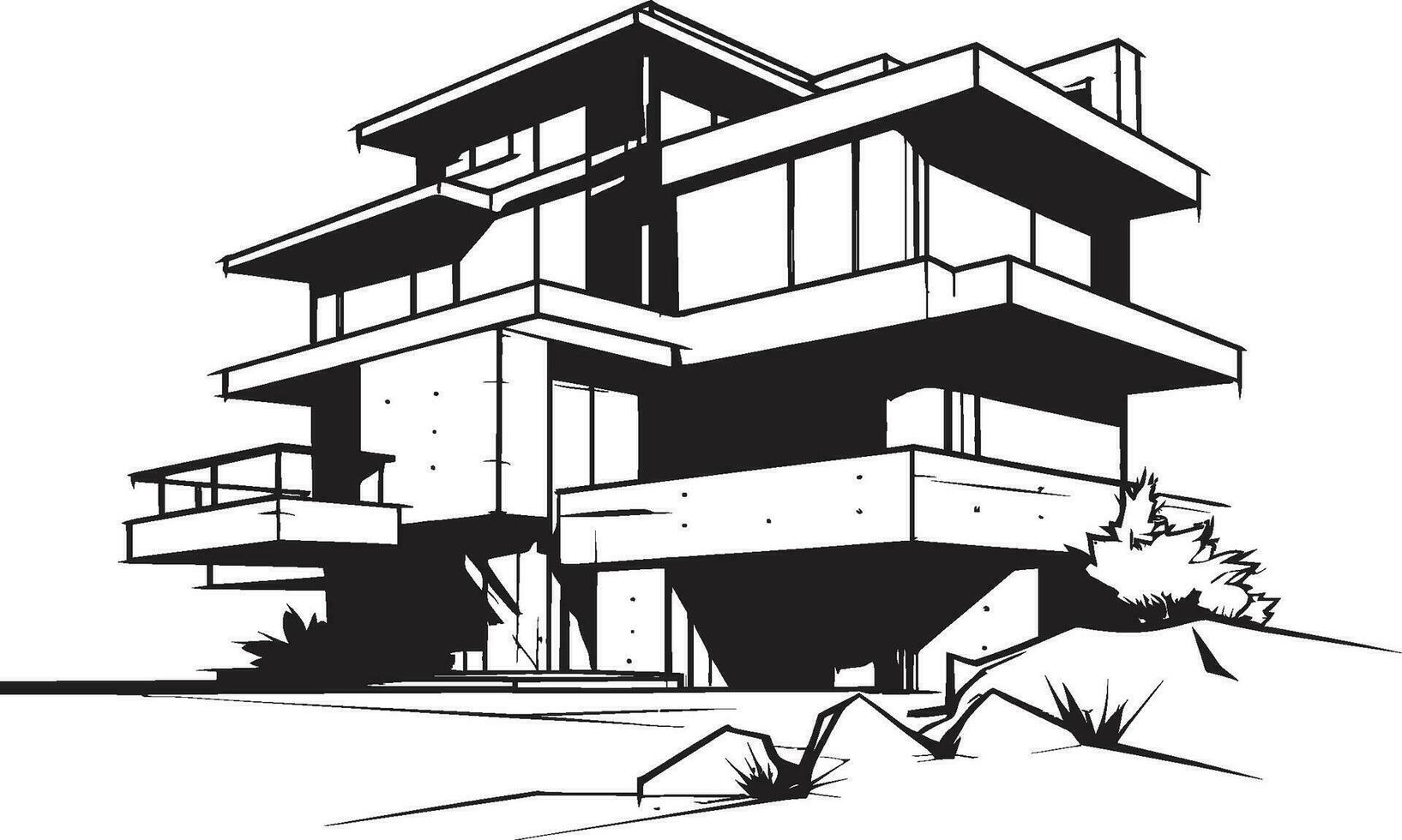 Sophisticated Living Symbol Modern House Idea Vector Icon Contemporary Abode Mark Stylish House Design Vector Icon