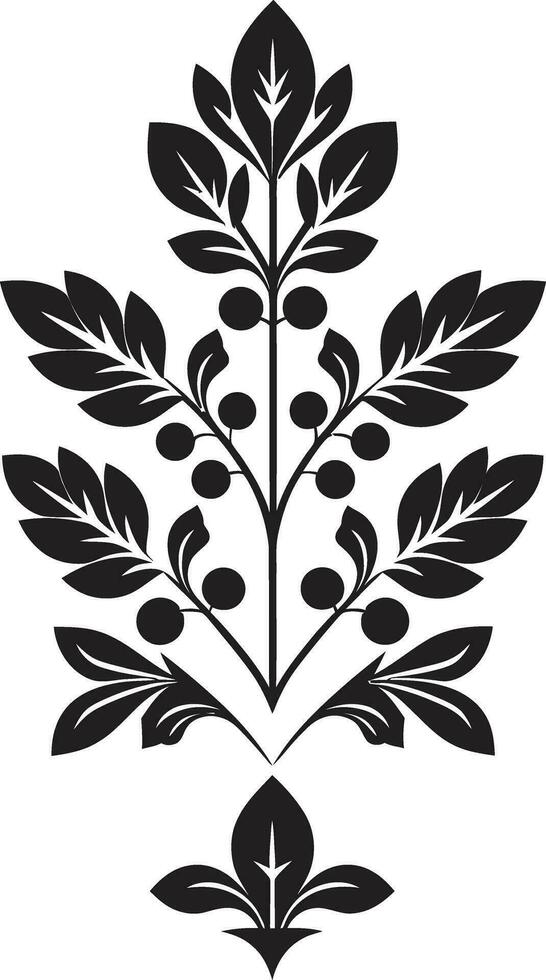 Petal Harmony Black Floral Emblem Geometric Elegance Floral Vector Tile Design