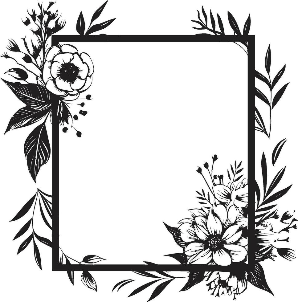 Elegant Minimalist Botanical Essence Noir Icon Minimalistic Floral Sketch Hand Rendered Black vector