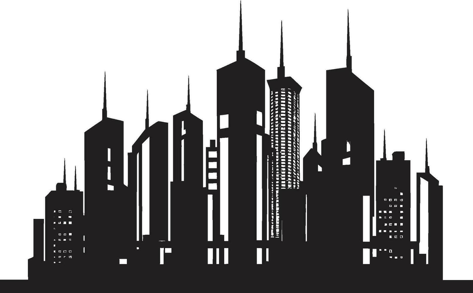 Downtown Tower Silhouette Multifloor Cityscape Vector Logo Cityline Skyscraper Impression Urban Multifloor Vector Logo