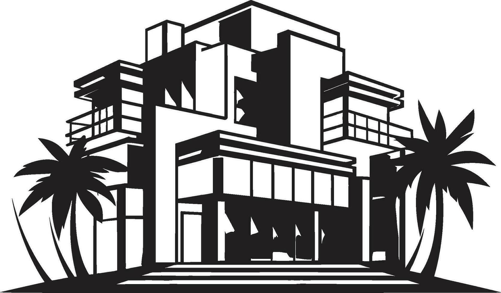 Fashionable Abode Emblem Stylish House Design Vector Icon Trendy Habitat Mark Modern House Idea Design in Vector