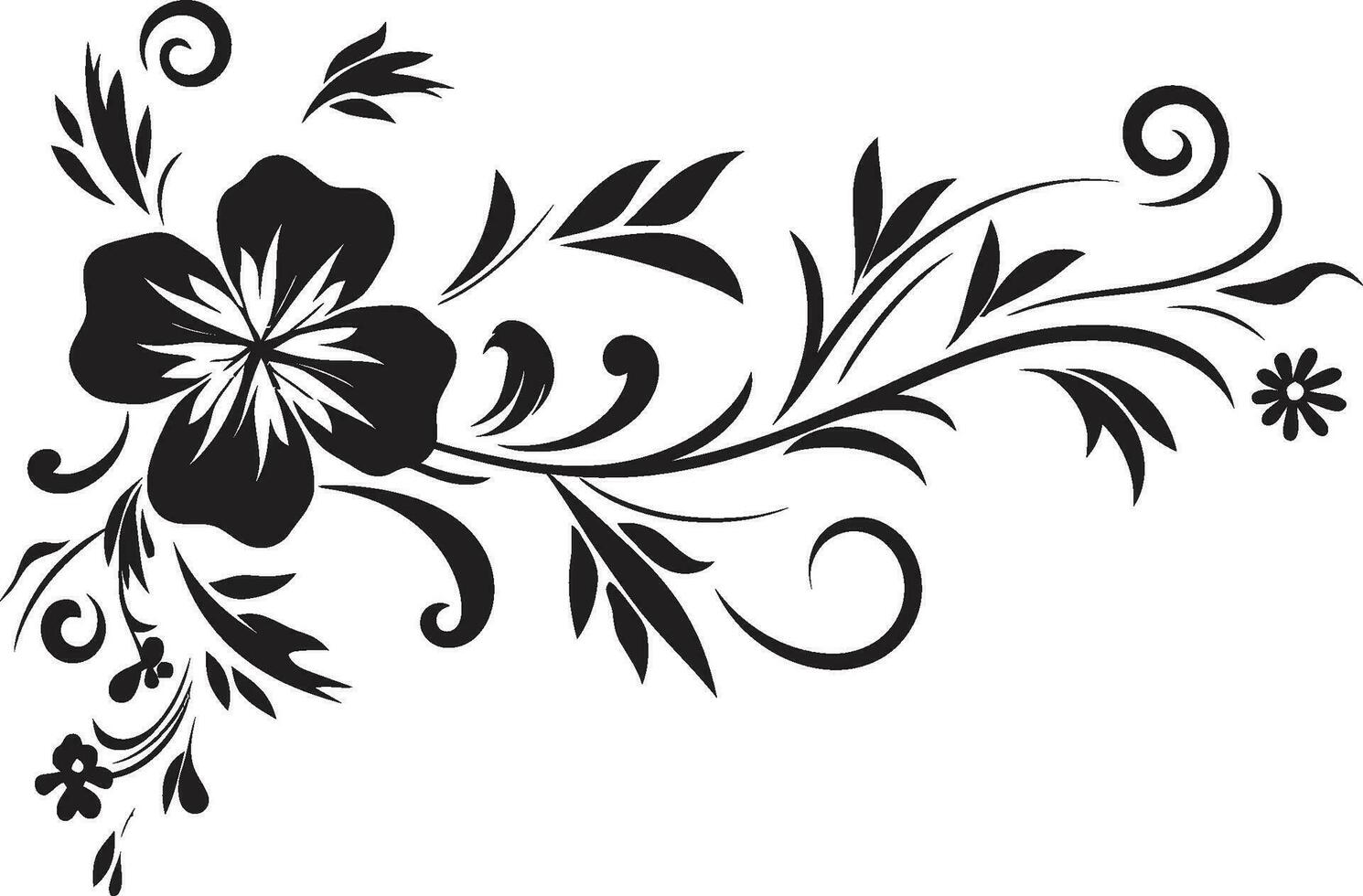 Ink Noir Blooms Black Vector Floral Iconic Design Elegant Botanical Sketches Noir Logo Vector Icons