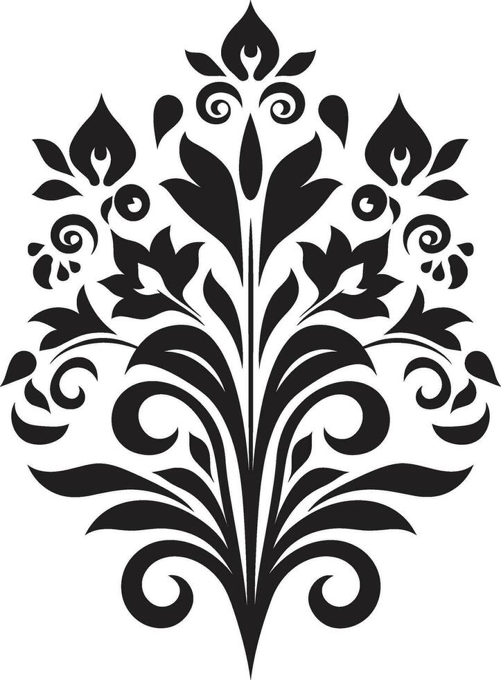 Customary Bloom Decorative Ethnic Floral Symbol Tribal Craftsmanship Ethnic Floral Vector Icon