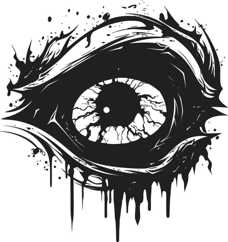 Nightmarish Stare Black Zombie Eye Design Ghoulish Sight Creepy Vector Eye Icon