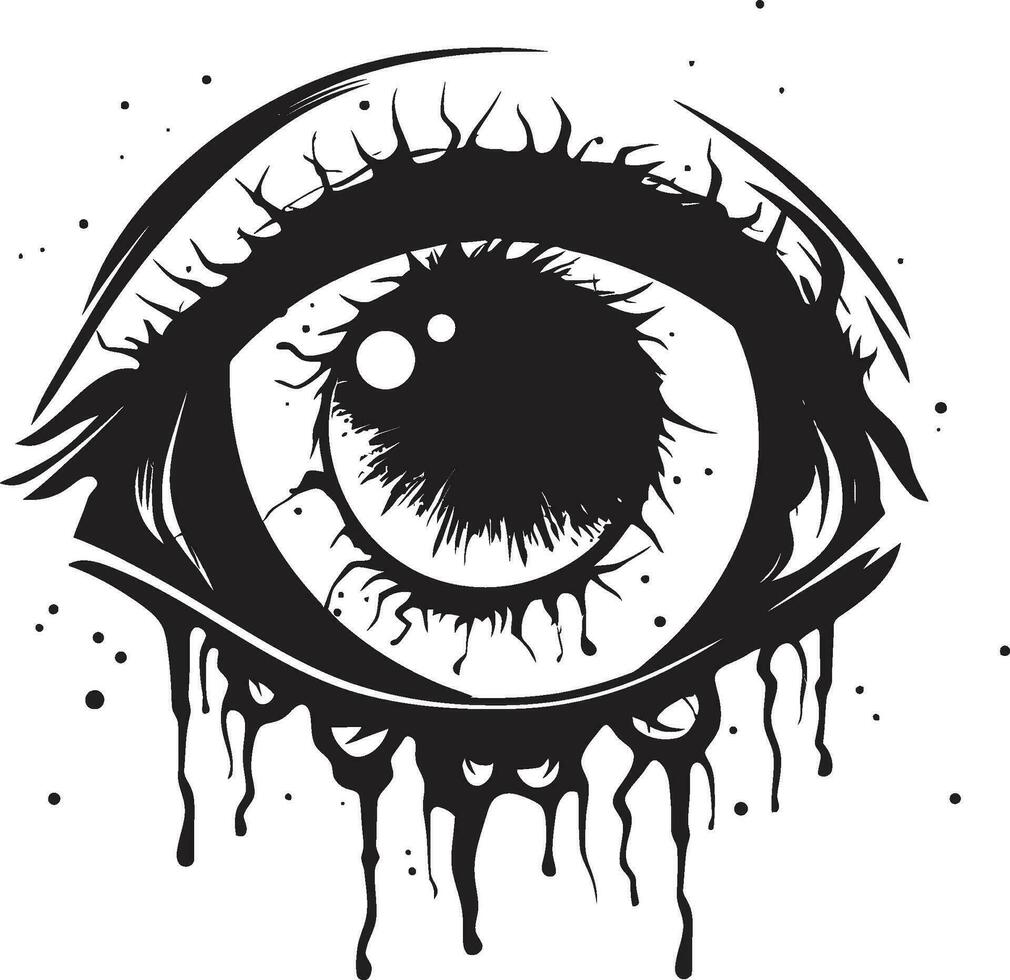 Eerie Undead Gaze Black Vector Zombie Eye Emblem Sinister Stare Creepy Scary Eye Logo Icon