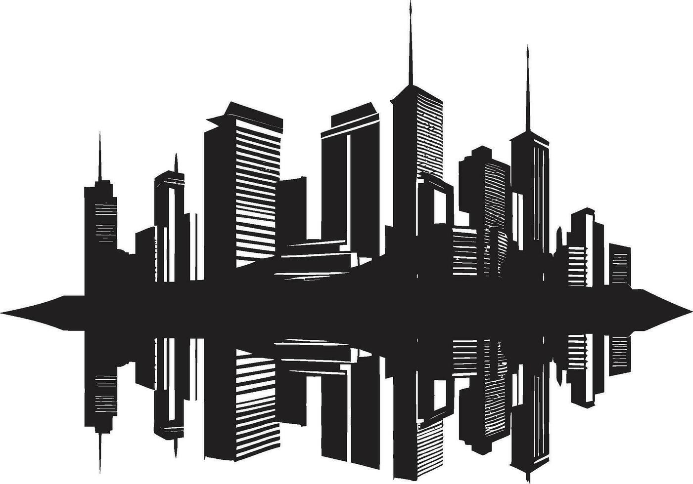 ciudad rascacielos contorno multipiso vector logo icono horizonte multipiso diseño urbano edificio en vector logo