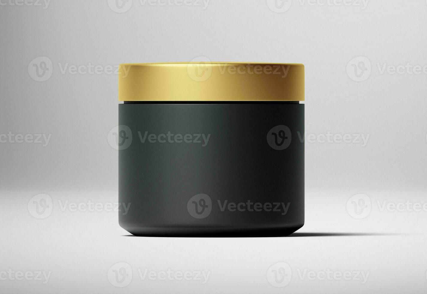 Cosmetic premium packaging jar container with golden cap isolated 3d illustration photo