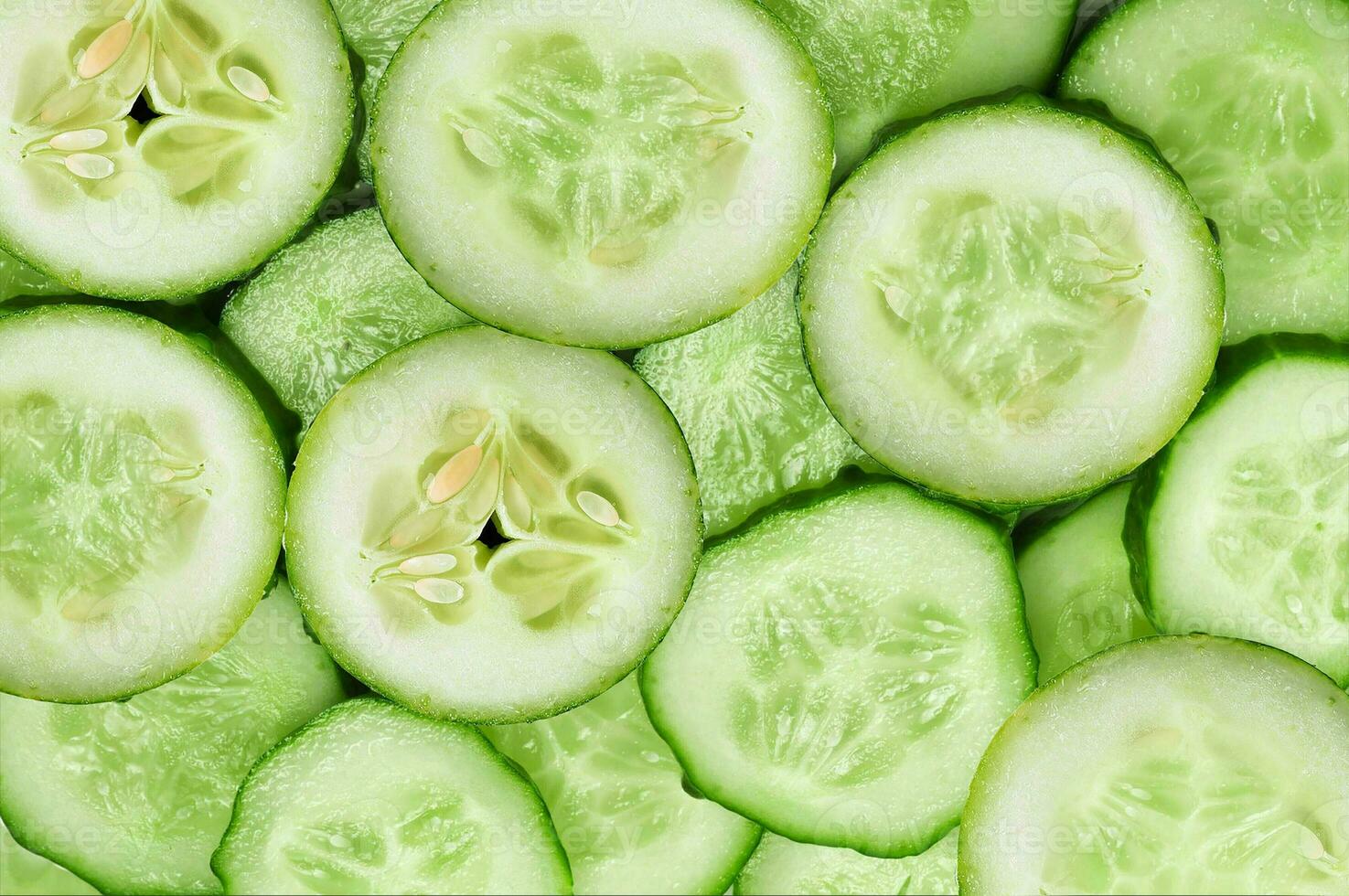 cucumber slices background image. Cucumber pieces. photo