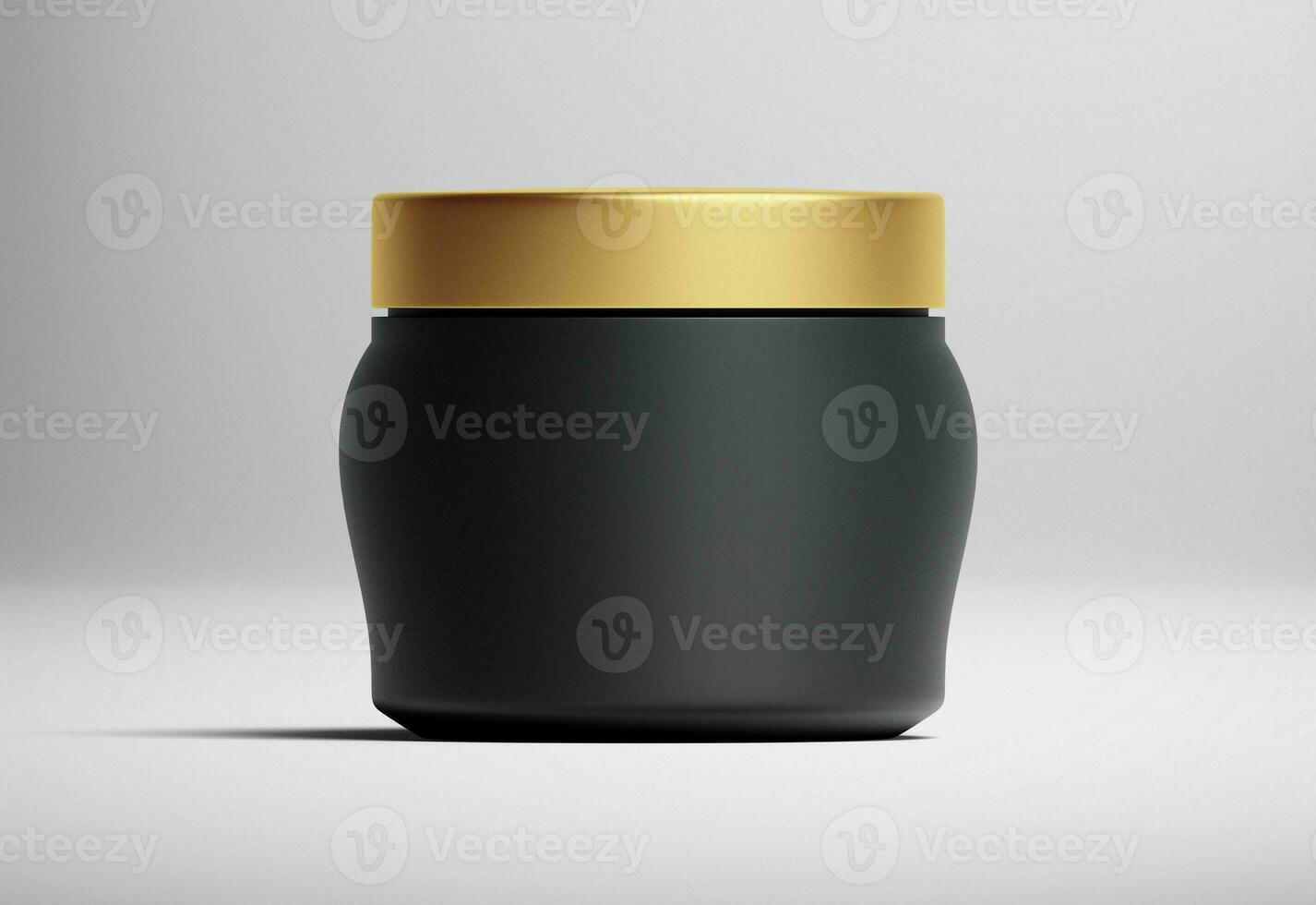 Beautiful cosmetic packaging jar container with golden cap isolated 3d illustration photo