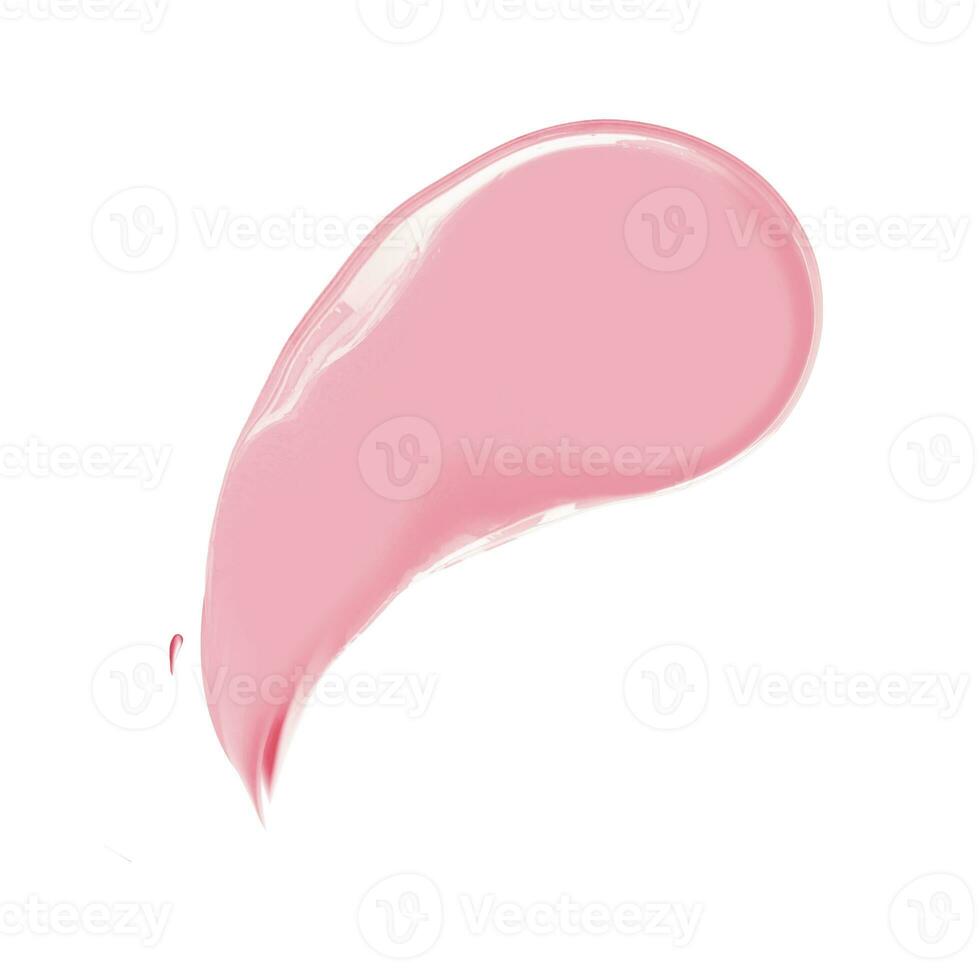 Cosmetic baby pink cream swipe isolated on white background. Make up smudge. BB, CC cream smear texture photo