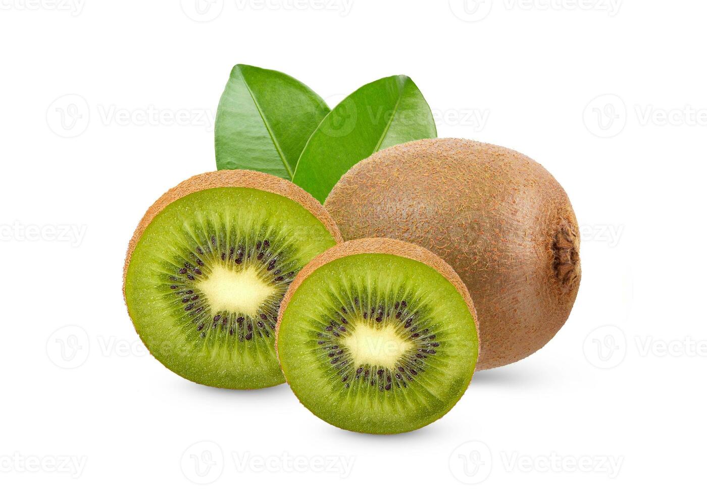 Kiwi fruit with slices kiwi isolated on white background photo