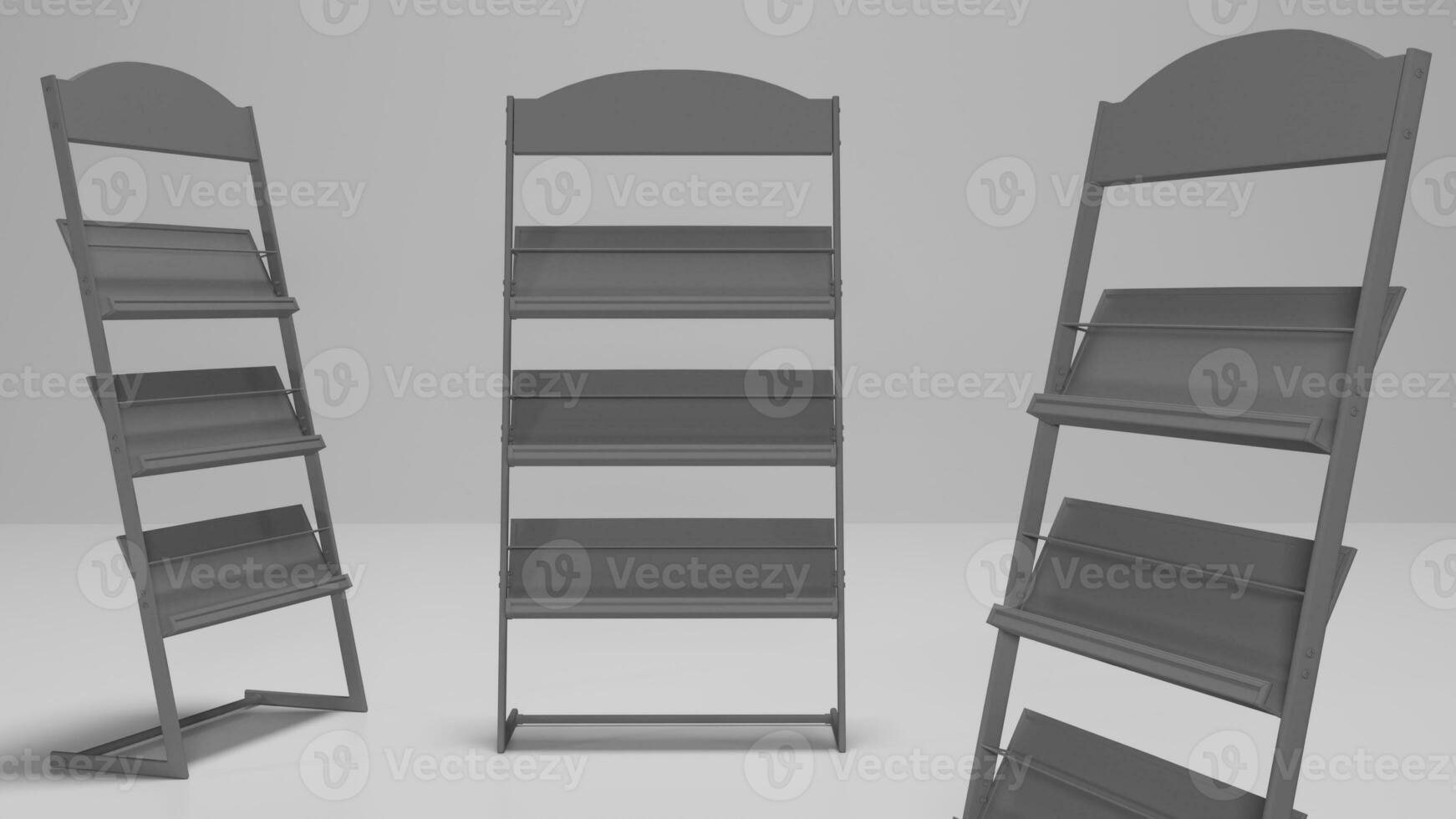 Book shelf display isolated 3D Rendering photo
