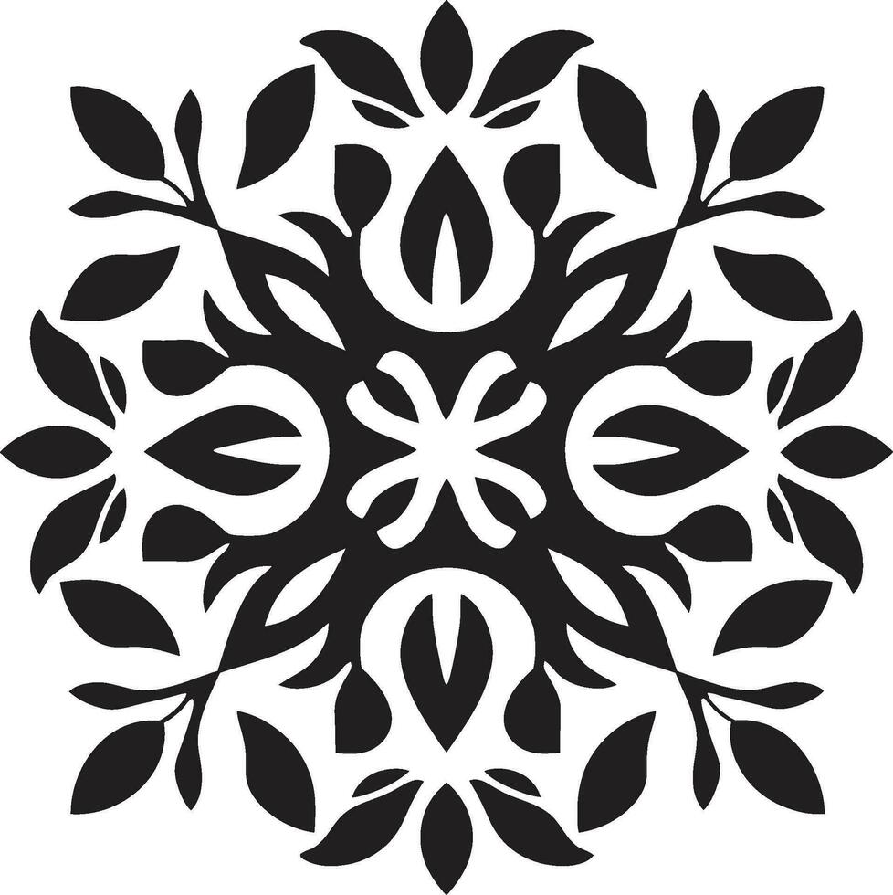 simétrico pétalo arte geométrico vector loseta estampado geometría negro floral emblema