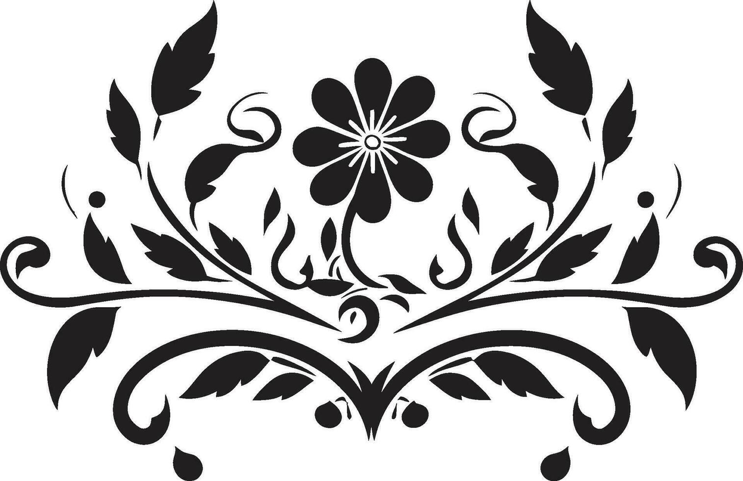 Ethereal Inked Bouquets Noir Logo Iconic Elements Monochrome Floral Serenade Noir Vector Logo Whispers