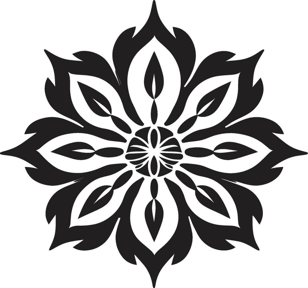 Sleek Petal Abstraction Simple Handcrafted Icon Chic Minimalist Flower Black Artistic Emblem vector