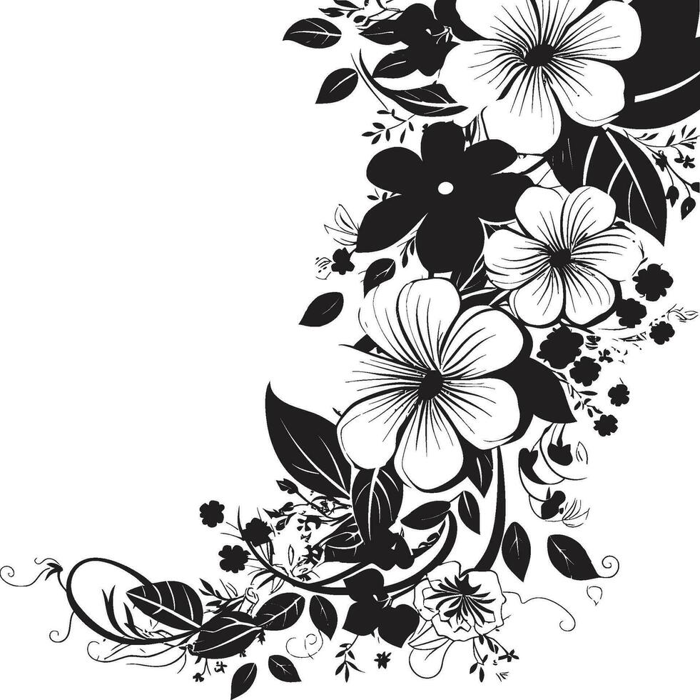 Vintage Floral Echoes Black Vector Logo Elements Artistic Noir Petal Elegance Ornate Invitation Accents