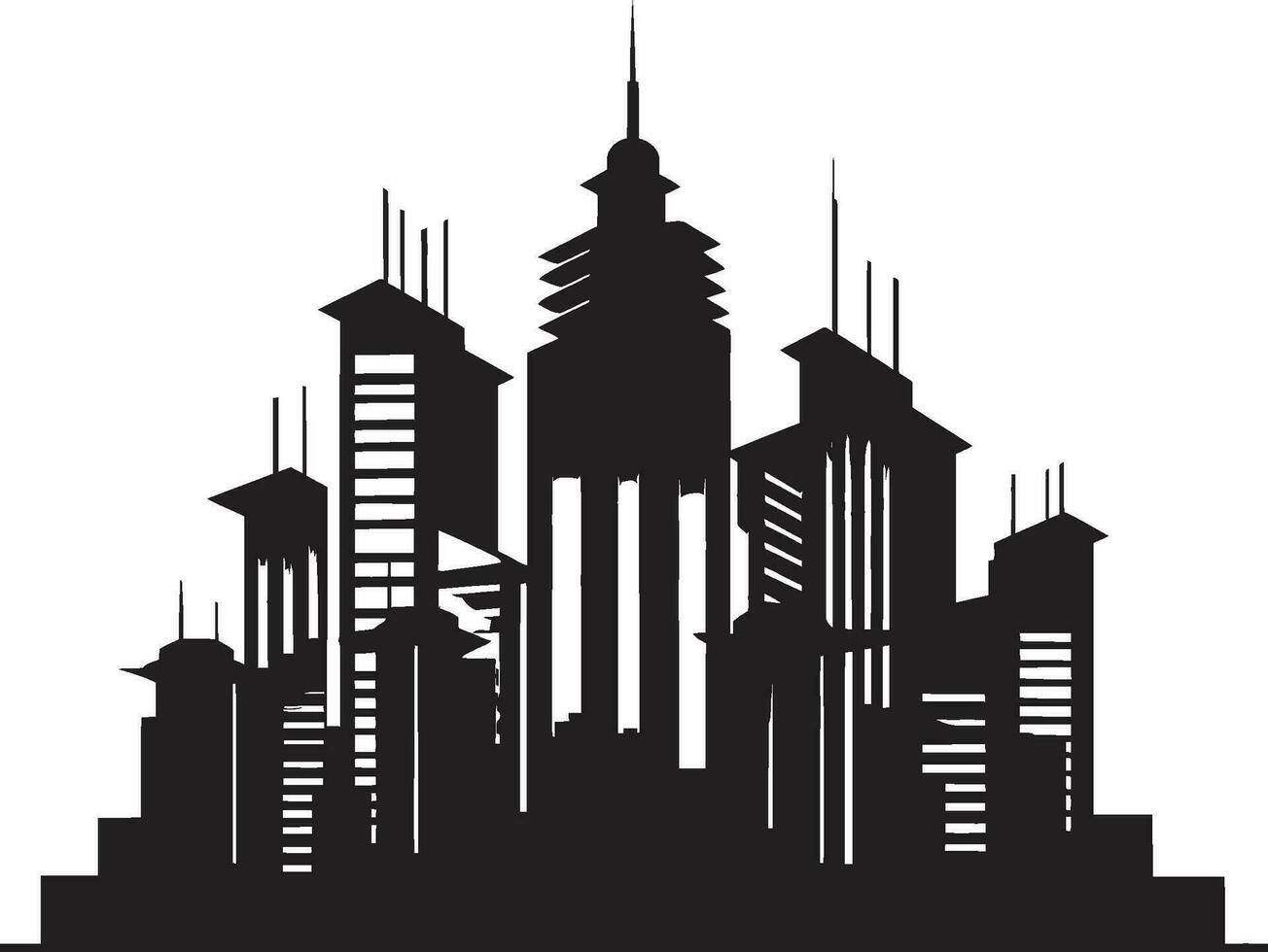 Metropolitan Tower Impression Multifloor Cityscape Vector Logo Downtown Skyscraper Emblem Multifloor Vector Logo Icon