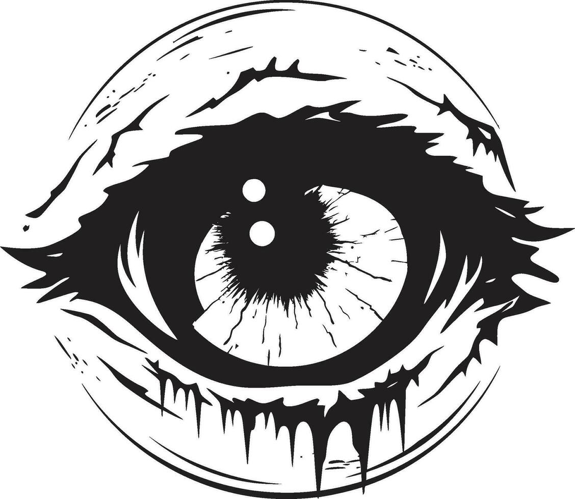 Eerie Unsettling Stare Black Zombie Icon Frightening Zombie Sight Creepy Eye Emblem vector