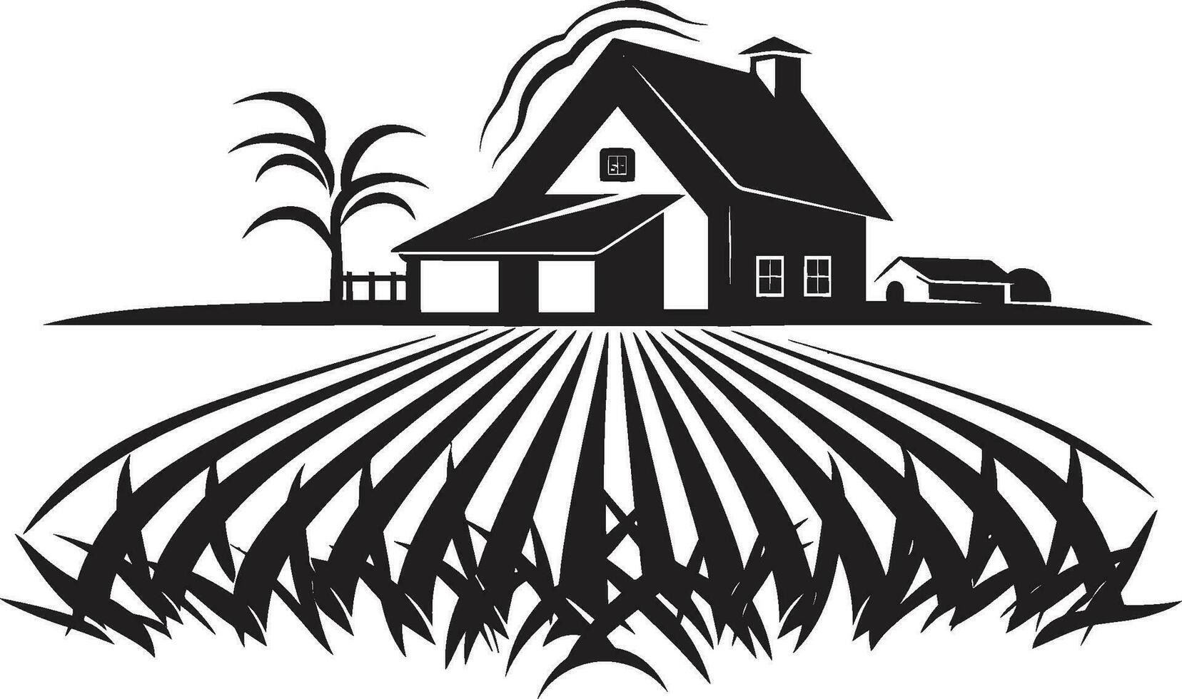 Harvest Oasis Residence Farmers Farmhouse Emblem in Vector Countryside Dwelling Mark Farmhouse Design Vector Logo