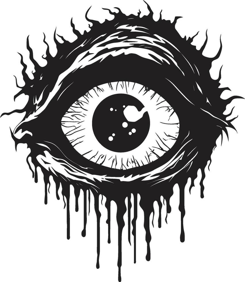 Terrifying Undead Glance Creepy Black Vector Dreadful Zombie Stare Black Eye Icon Design