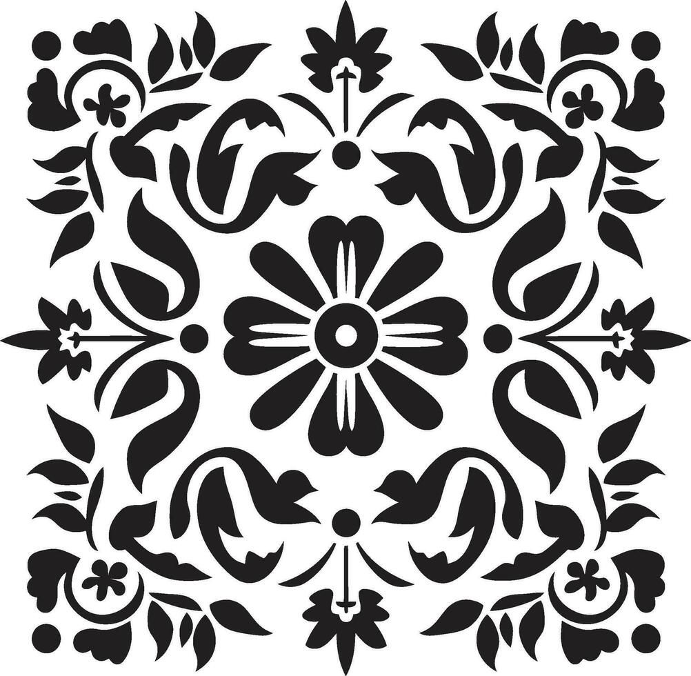 flor teselaciones geométrico emblema simétrico pétalo Arte negro loseta icono vector