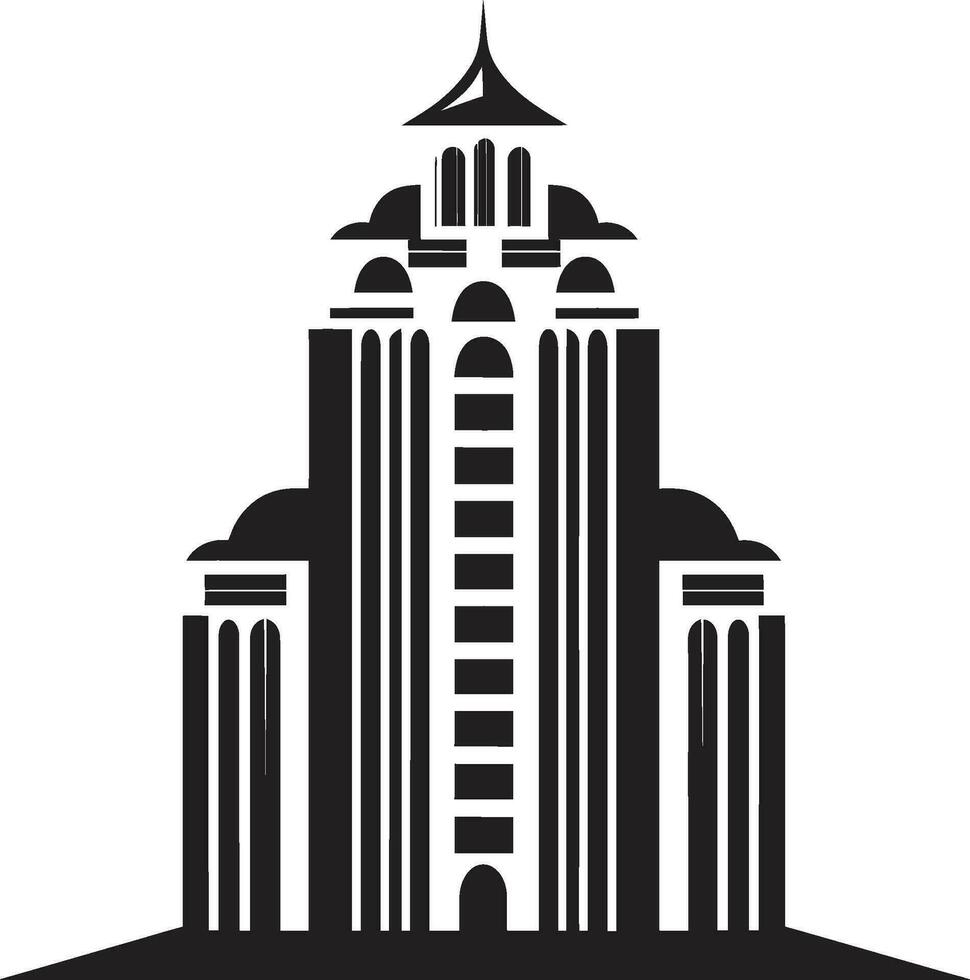 Metropolitan Core Multifloor Cityscape Vector Emblem Skyline Symphony Multifloor Urban Building Vector Icon