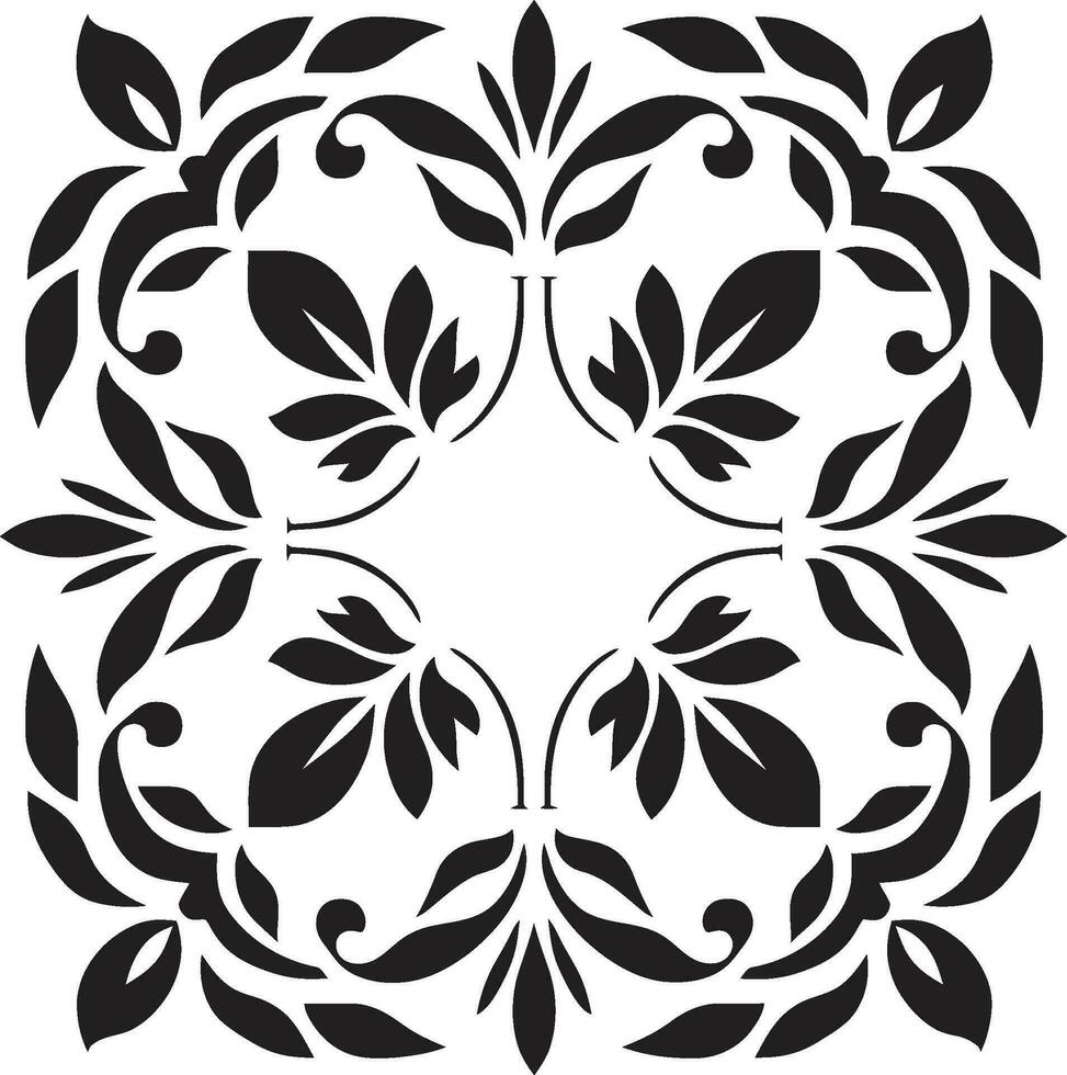 Floral Lattice Geometric Tile Vector Botanic Tessellations Black Emblem Design
