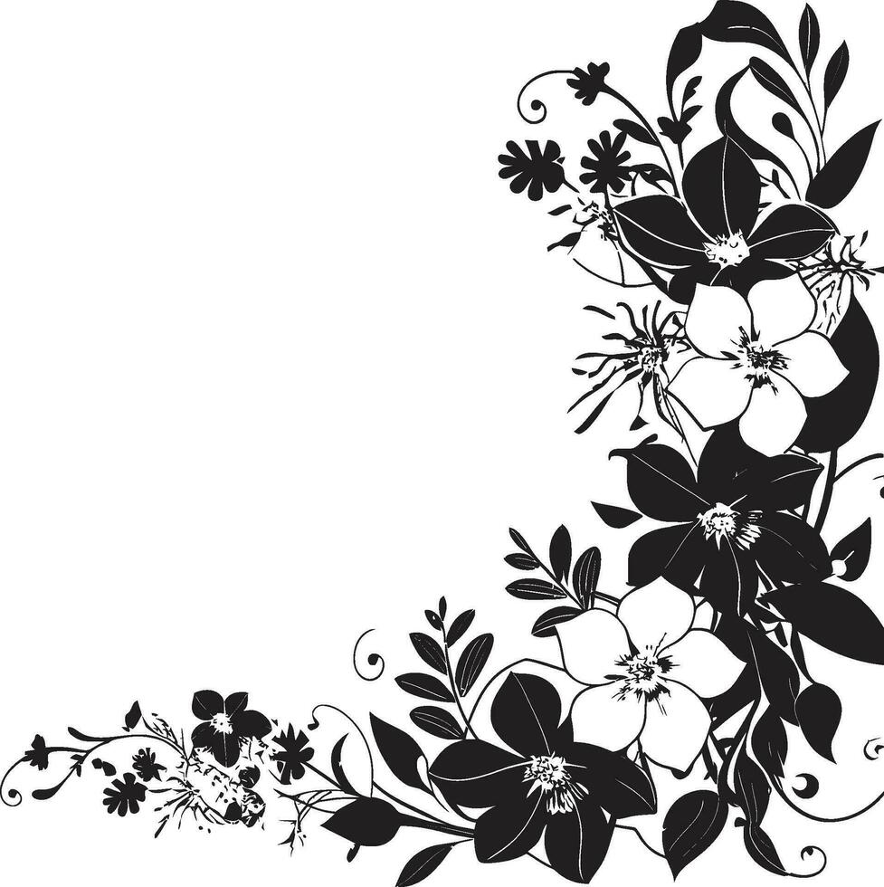 Elegant Noir Floral Impressions Invitation Card Vector Artistry Monochrome Blossom Charm Black Logo Decorative Accents