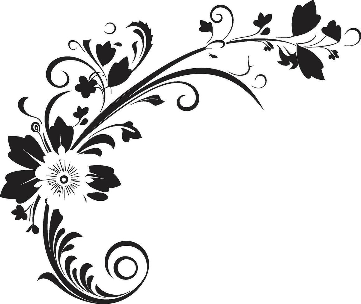 Clásico floral bosquejo mano dibujado icónico diseño elegante botánico florecer negro icónico vector emblema