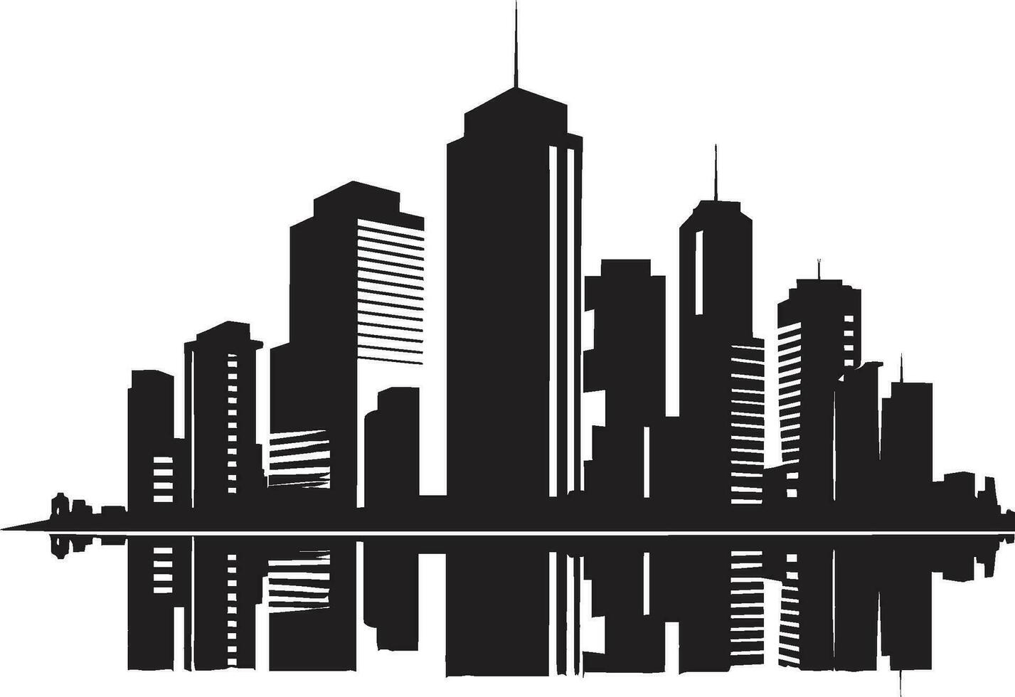 Urban Skylinescape Multiflore Building in Vector Logo Cityline Vista Multifloor Cityscape Emblem in Vector
