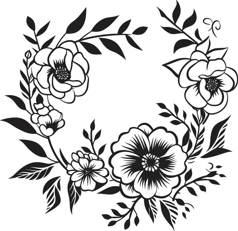Artistic Noir Garden Scrolls Handcrafted Vector Icons Botanical Noir Symphony Black Floral Logo Elements
