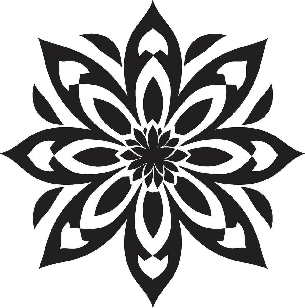 Modern Floral Sketch Single Hand Rendered Icon Minimalistic Petal Abstraction Black Vector Emblem