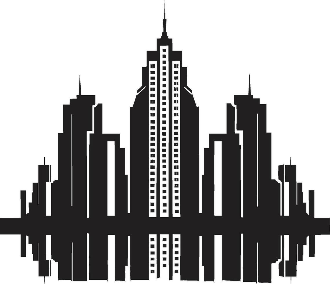 Metropolis Towerlines Multifloor Cityscape Vector Icon Urban Tapestry Heights Multifloor Building in Vector Emblem