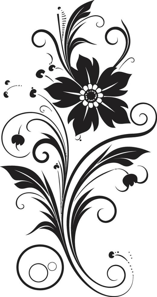 Exquisito hecho a mano floraciones vector logo diseño fluido botánico silueta negro logo icono