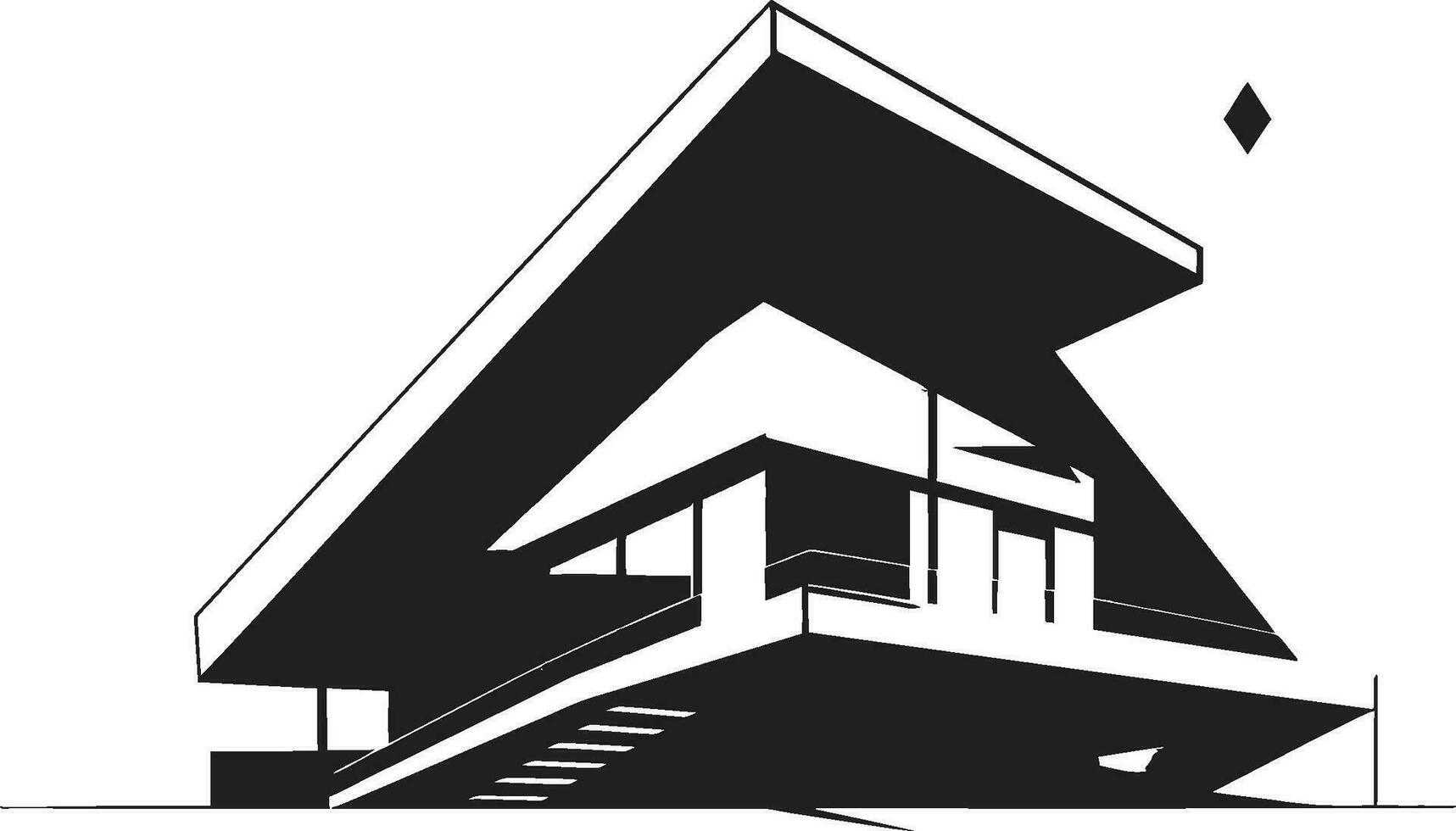 Artistic Urban Dwelling Modern House Sketch Vector Logo Iconic Minimalism Bold House Sketch in Vector Icon Design