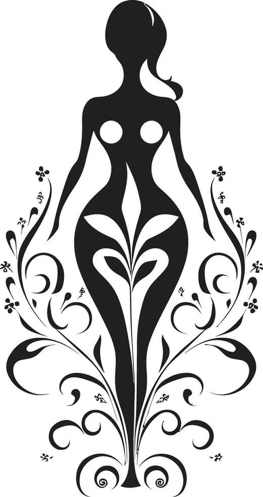 Whimsical Petal Radiance Vector Woman Icon Modern Flowered Persona Black Woman Emblem