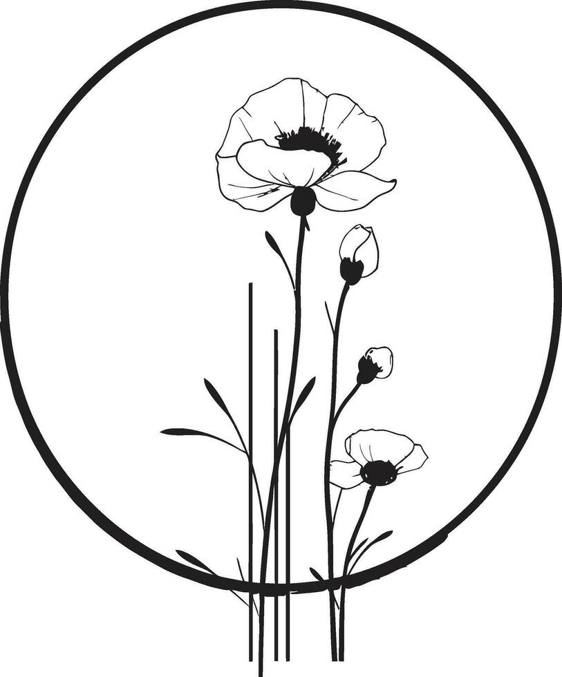 minimalista floral elegancia mano dibujado emblema pulcro mano prestados vides negro icónico diseño vector