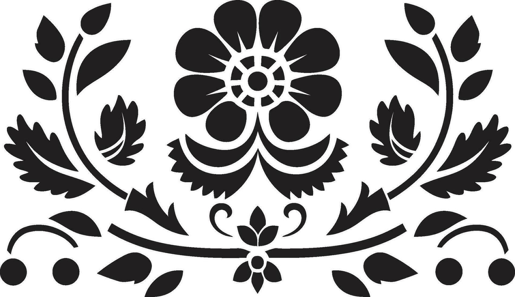 Tessellated Blooms Geometric Vector Pattern Structured Florals Black Tile Logo Design